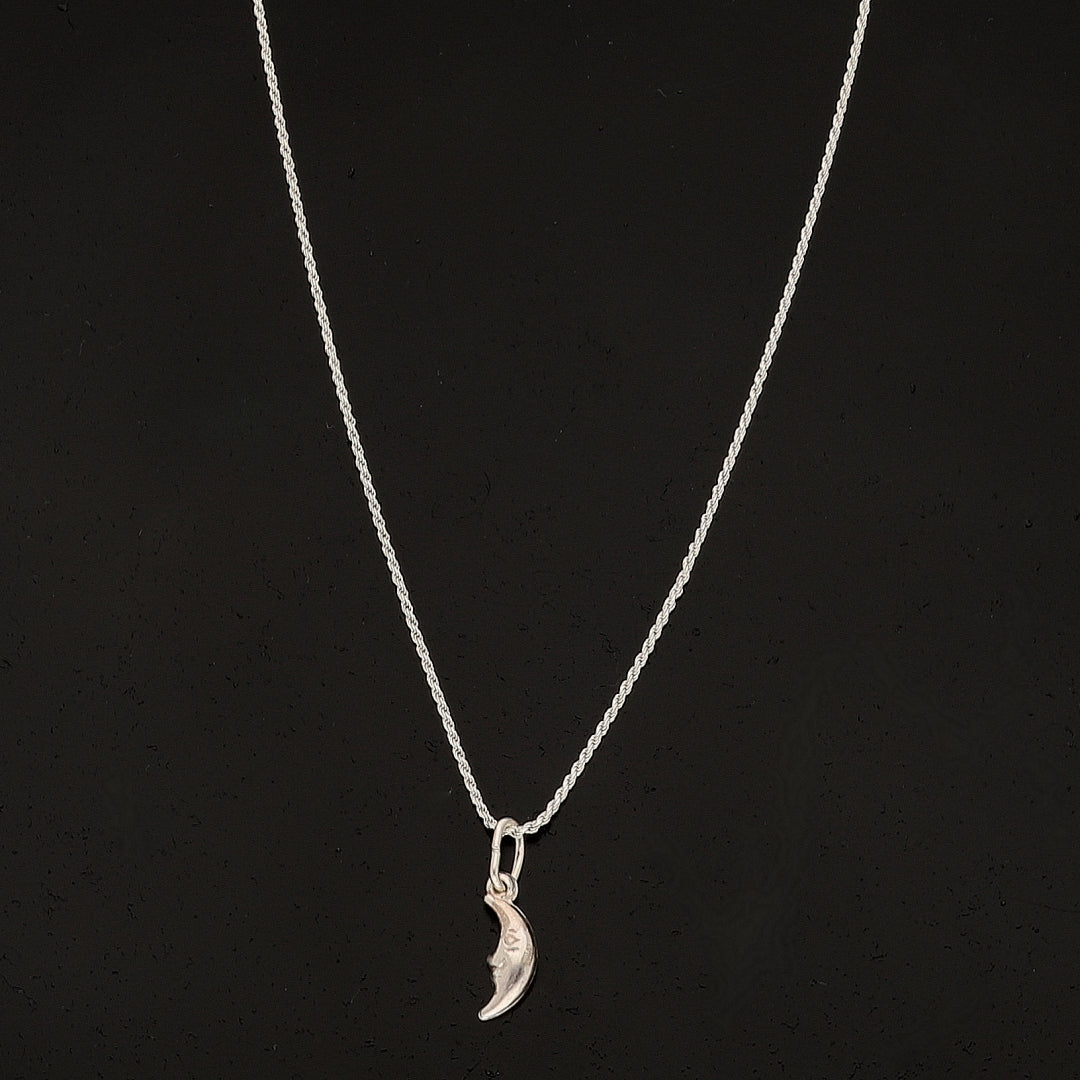 Sterling Silver 925 Crescent Moon Necklace (Chain with Pendant) - FKJNKLSL11117