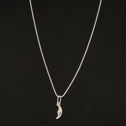Sterling Silver 925 Crescent Moon Necklace (Chain with Pendant) - FKJNKLSL11117