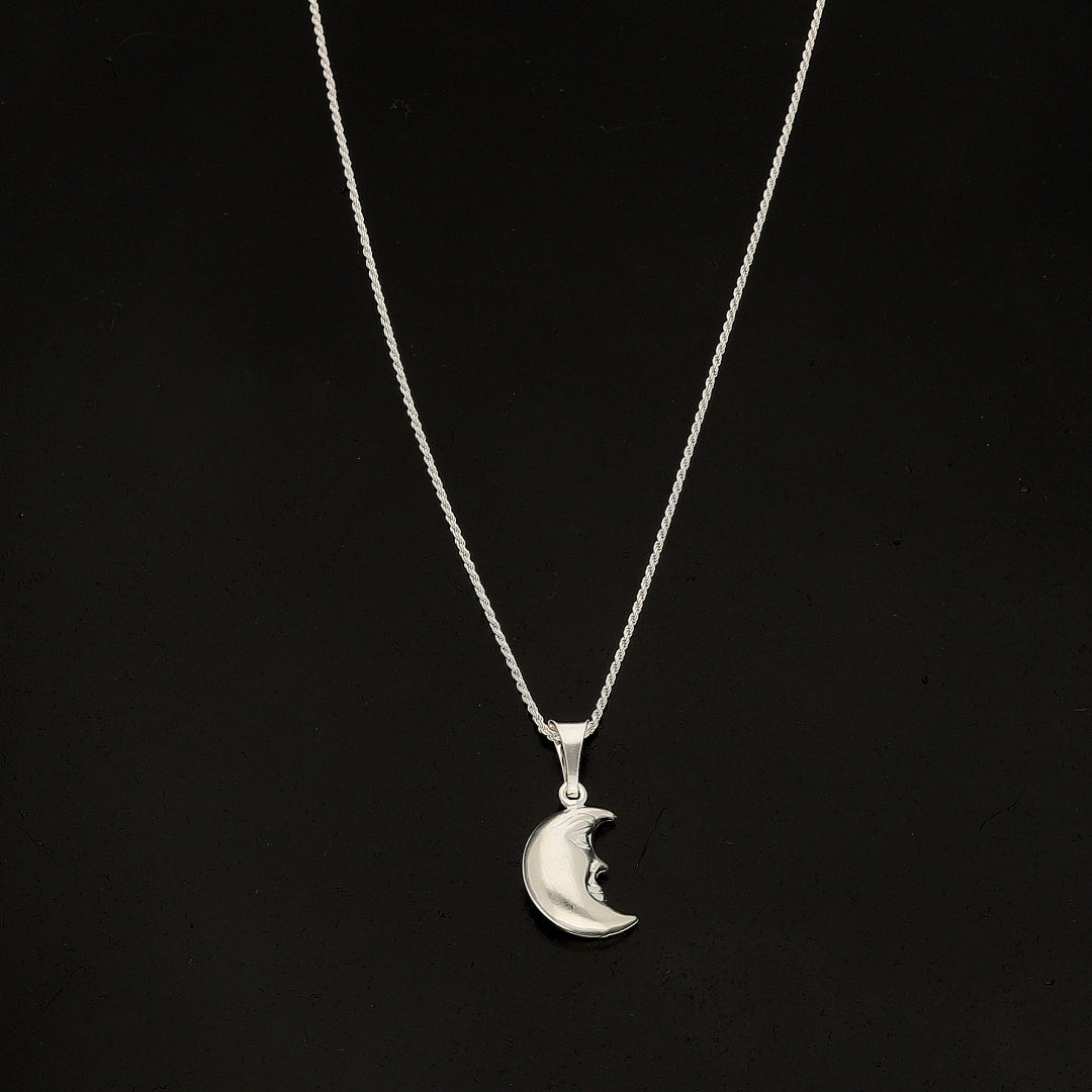 Sterling Silver 925 Half Moon Necklace (Chain with Pendant) - FKJNKLSL11118