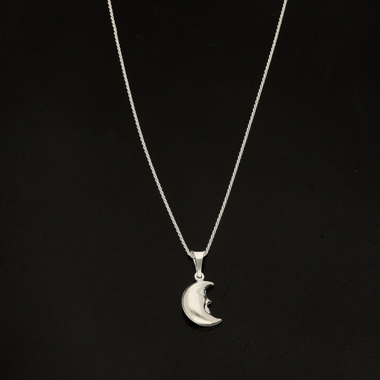 Sterling Silver 925 Half Moon Necklace (Chain with Pendant) - FKJNKLSL11118
