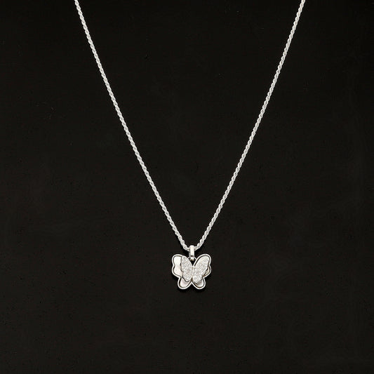 Sterling Silver 925 Butterfly Charm Necklace (Chain with Pendant) - FKJNKLSL11119