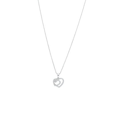 Sterling Silver 925 Interlocking Heart Necklace (Chain with Pendant) - FKJNKLSL11120