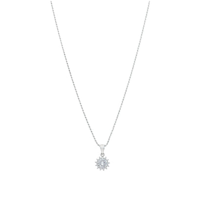Sterling Silver 925 Round Sparkle Necklace (Chain with Pendant) - FKJNKLSL11122