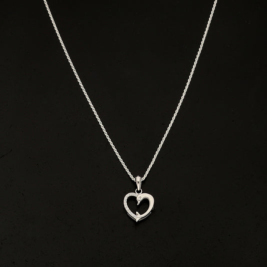 Sterling Silver 925 Open Heart Necklace (Chain with Pendant) - FKJNKLSL11123