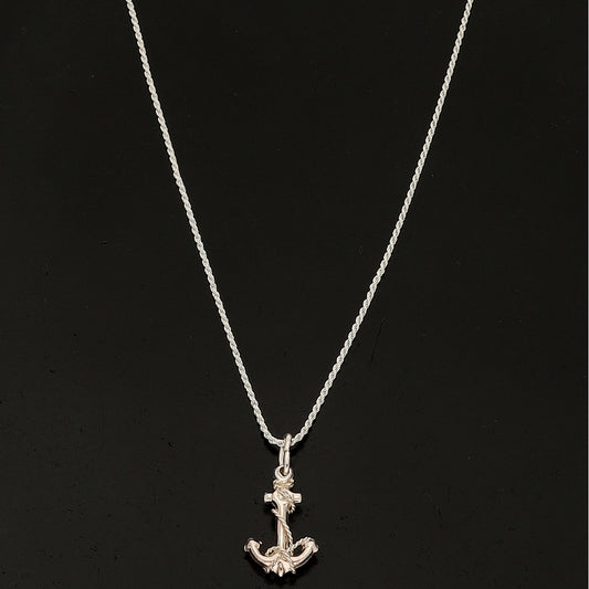 Sterling Silver 925 Anchor Charm Necklace (Chain with Pendant) - FKJNKLSL11125