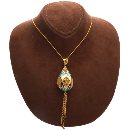 Gold Hollow Pear Drop Necklace (Chain with Pendant) 21KT - FKJNKL21KM10135