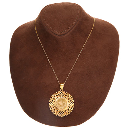 Gold Necklace (Chain with Round Shaped Turkish Lira Pendant) 21KT - FKJNKL21KM10141
