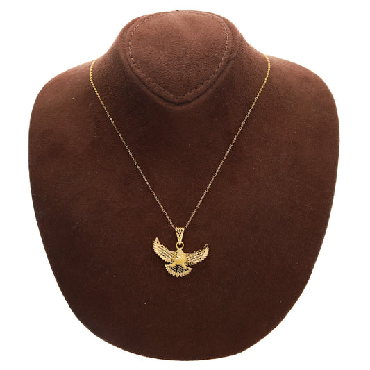 Gold Necklace (Chain with Eagle Hollow Pendant) 21KT - FKJNKL21KM10145