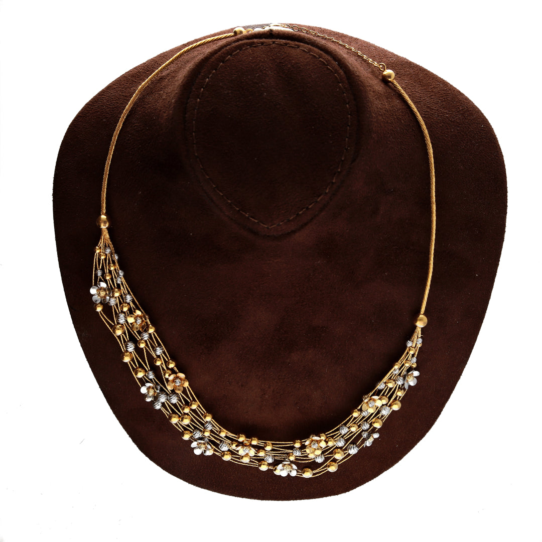 Gold Beaded Necklace Set (Necklace, Bracelet, Earrings and Ring) 21KT - FKJNKLST21KM10165
