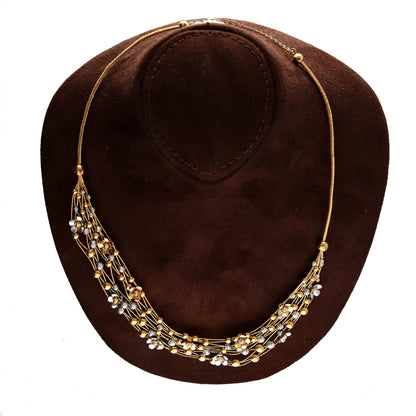 Gold Beaded Necklace Set (Necklace, Bracelet, Earrings and Ring) 21KT - FKJNKLST21KM10165