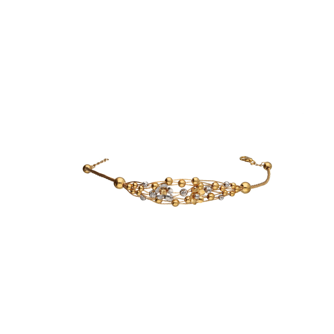 Gold Beaded Necklace Set (Necklace, Bracelet, Earrings and Ring) 21KT - FKJNKLST21KM10165