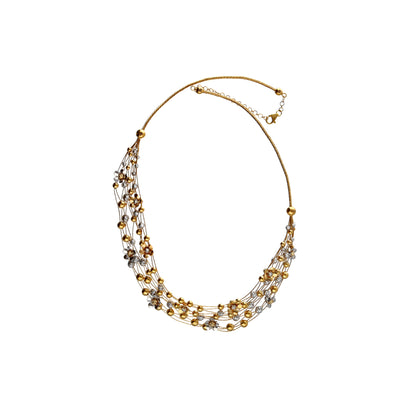 Gold Beaded Necklace Set (Necklace, Bracelet, Earrings and Ring) 21KT - FKJNKLST21KM10165