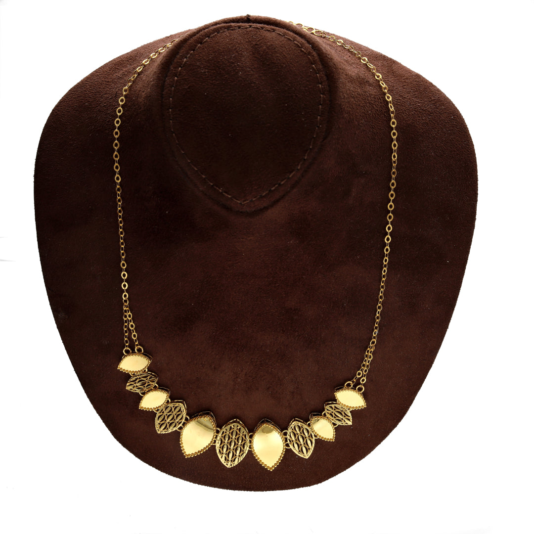 Gold Elegant Leaf Design Necklace Set (Necklace, Bracelet, Earrings and Ring) 21KT - FKJNKLST21KM10166