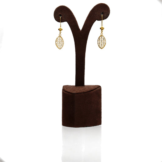 Gold Elegant Leaf Design Earrings 21KT - FKJERN21KM10166