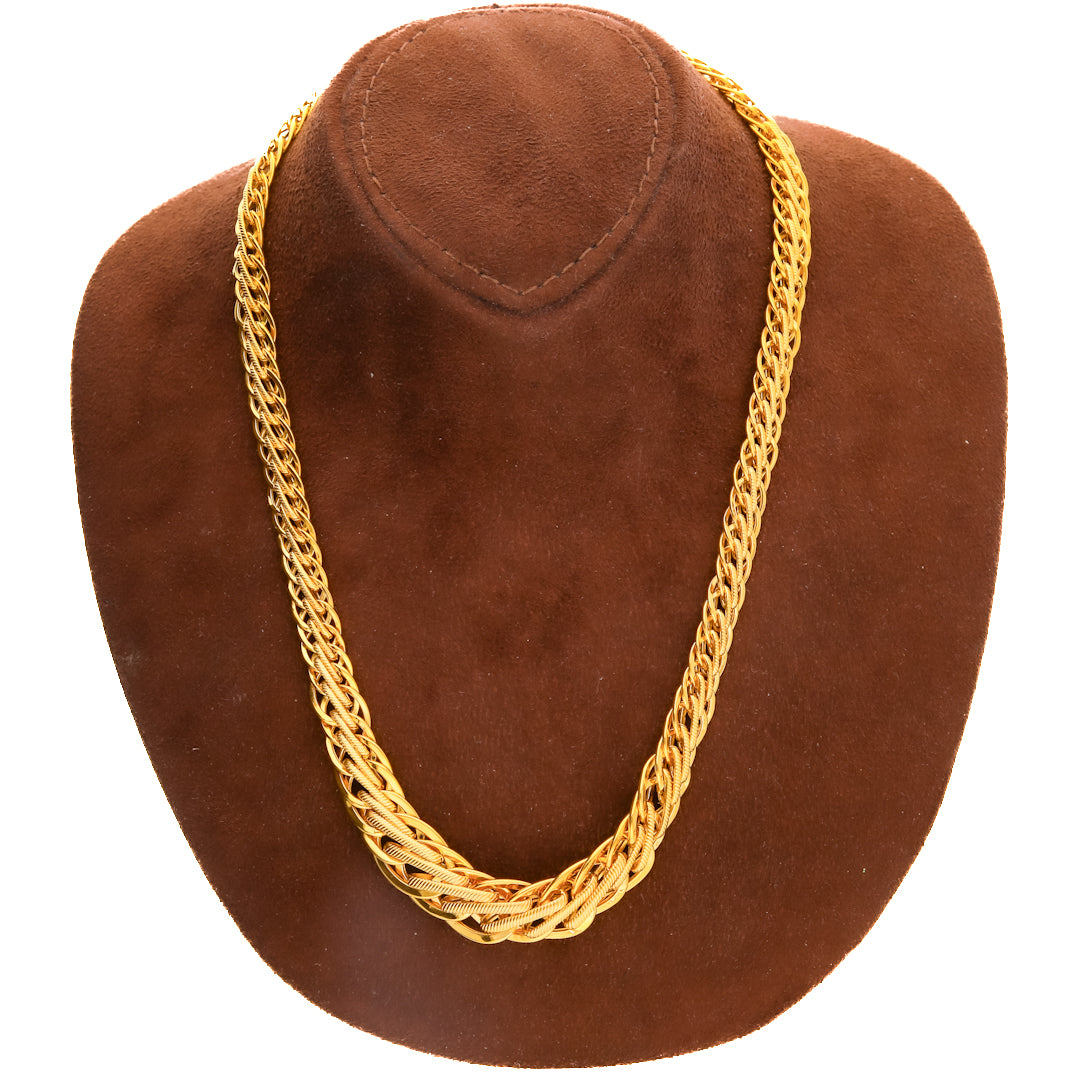 Gold Regal Twist Necklace Set (Necklace, Bracelet and Earrings) 21KT - FKJNKLST21KM10167
