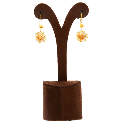 Gold Floral and Ribbon Fusion Necklace Set (Necklace, Bracelet, Earrings and Ring) 21KT - FKJNKLST21KM10168