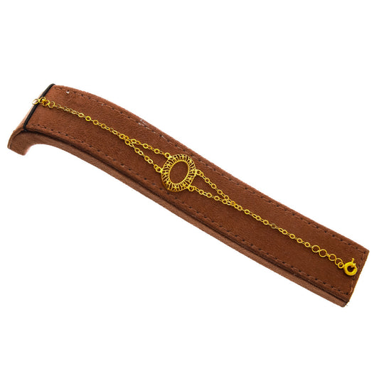 Gold Oval Shaped Hollow Bracelet 21KT - FKJBRL21KM10169