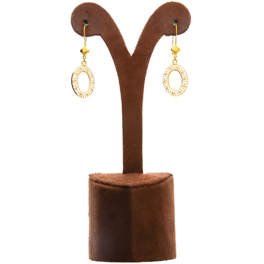 Gold Oval Shaped Hollow Earrings 21KT - FKJERN21KM10169