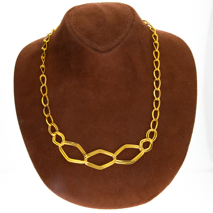 Gold Hexa-Link Necklace Set (Necklace, Bracelet and Earrings) 21KT - FKJNKLST21KM10170