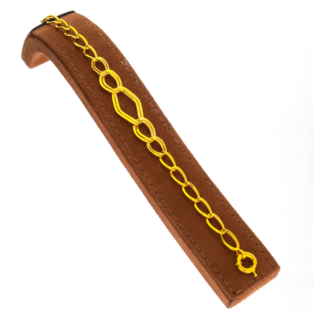 Gold Hexa-Link Necklace Set (Necklace, Bracelet and Earrings) 21KT - FKJNKLST21KM10170