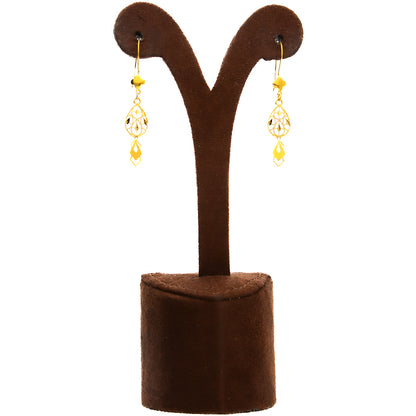 Gold Dangling Cascade Necklace Set (Necklace, Bracelet, Earrings and Ring) 21KT - FKJNKLST21KM10171