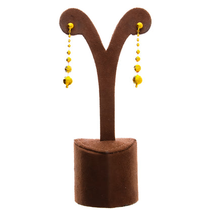 Gold Triple-Layer Beaded Necklace Set (Necklace, Bracelet, Earrings and Ring) 21KT - FKJNKLST21KM10172