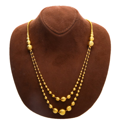 Gold Two-Layer Beaded Necklace Set (Necklace, Bracelet, Earrings and Ring) 21KT - FKJNKLST21KM10173