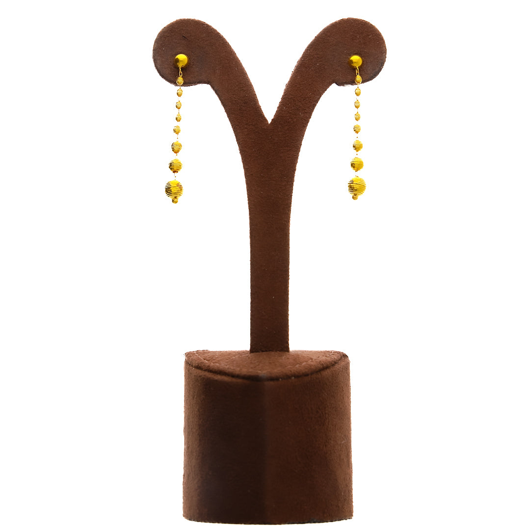 Gold Two-Layer Beaded Necklace Set (Necklace, Bracelet, Earrings and Ring) 21KT - FKJNKLST21KM10173