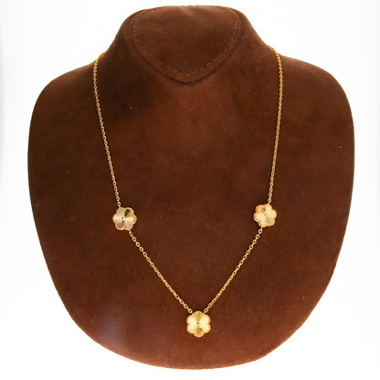 Gold Floral Charm Necklace Set (Necklace, Bracelet, Earrings and Ring) 21KT - FKJNKLST21KM10174