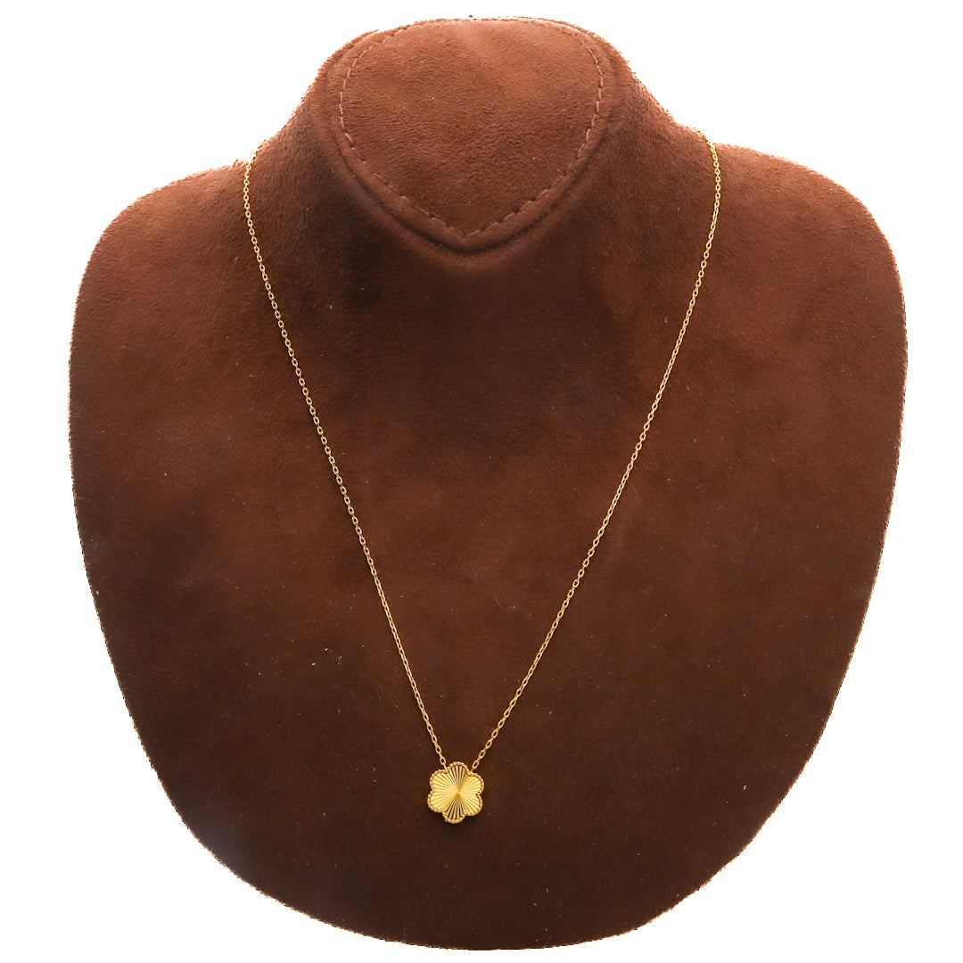 Gold Single Clover Necklace Set (Necklace, Bracelet, Earrings and Ring) 21KT - FKJNKLST21KM10175