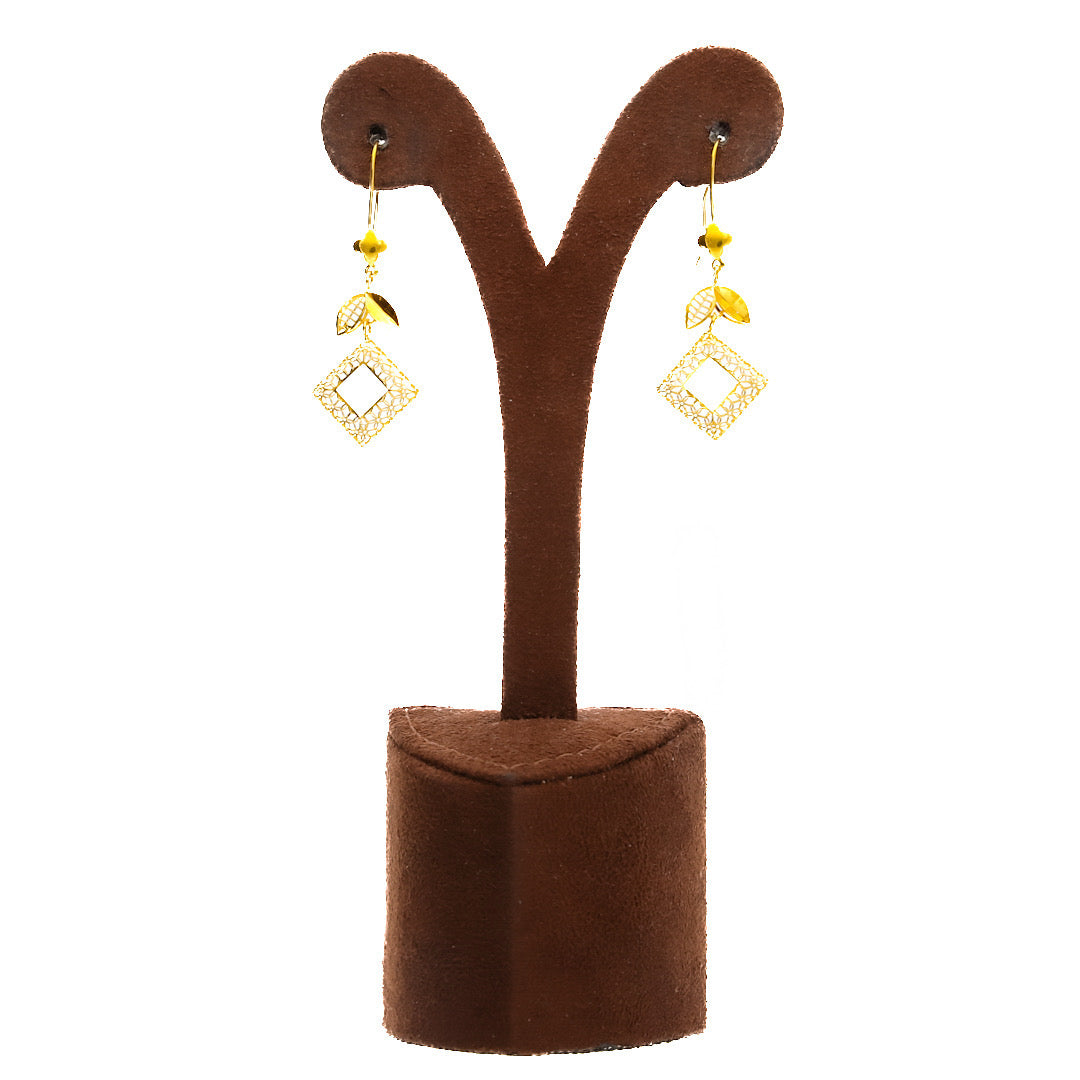 Gold Designer Geo Necklace Set (Necklace, Bracelet, Earrings and Ring) 21KT - FKJNKLST21KM10176