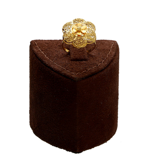 Gold Flower Shaped Filigree Ring 21KT - FKJRN21KM10213