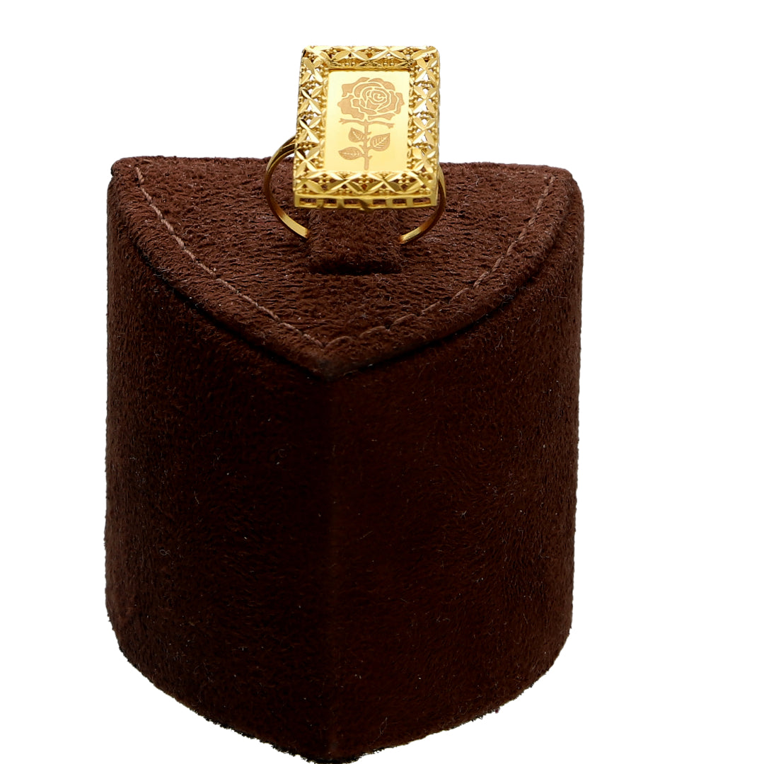 Gold Rose Frame Necklace Set (Necklace, Earrings and Ring) 21KT - FKJNKLST21KM10214