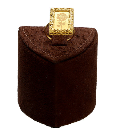 Gold Rose Frame Necklace Set (Necklace, Earrings and Ring) 21KT - FKJNKLST21KM10214