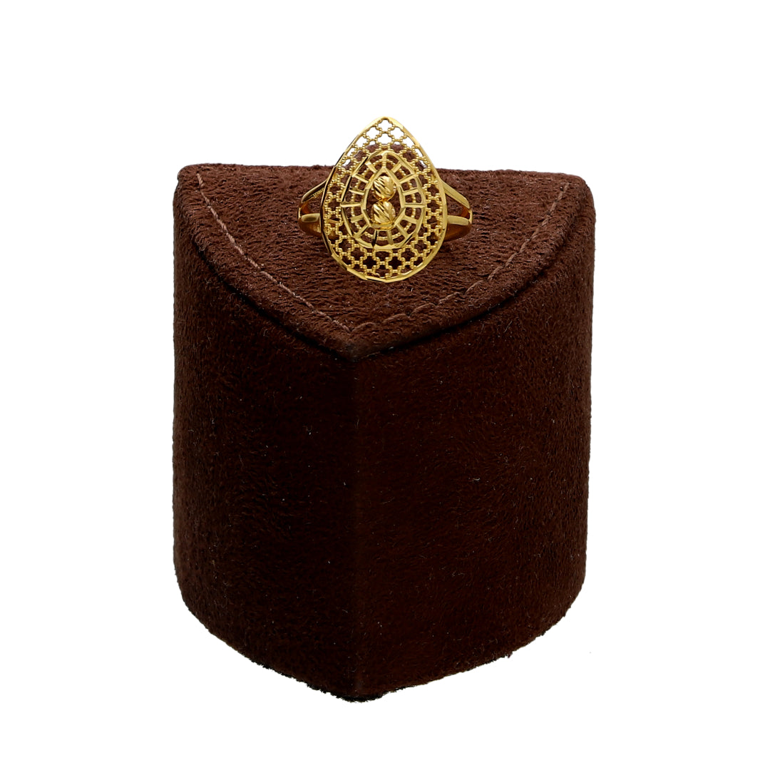 Gold Teardrop Filigree Necklace Set (Necklace, Earrings and Ring) 21KT - FKJNKLST21KM10215