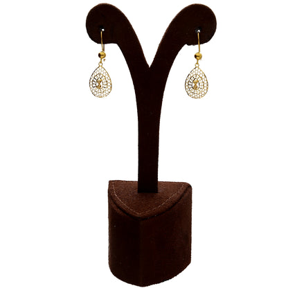 Gold Teardrop Filigree Necklace Set (Necklace, Earrings and Ring) 21KT - FKJNKLST21KM10215