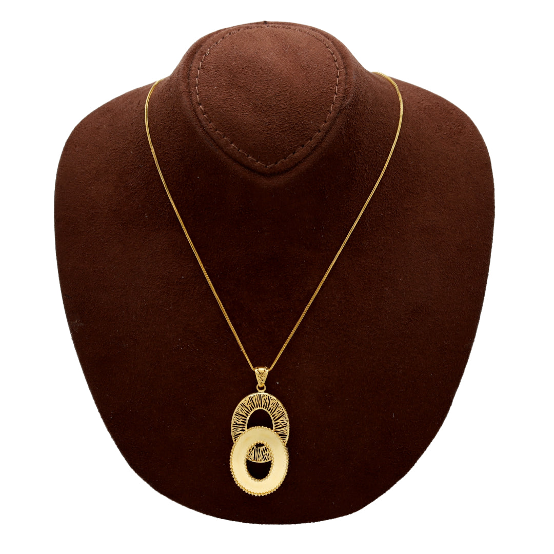 Gold Oval Link Necklace Set (Necklace, Earrings and Ring) 21KT - FKJNKLST21KM10216