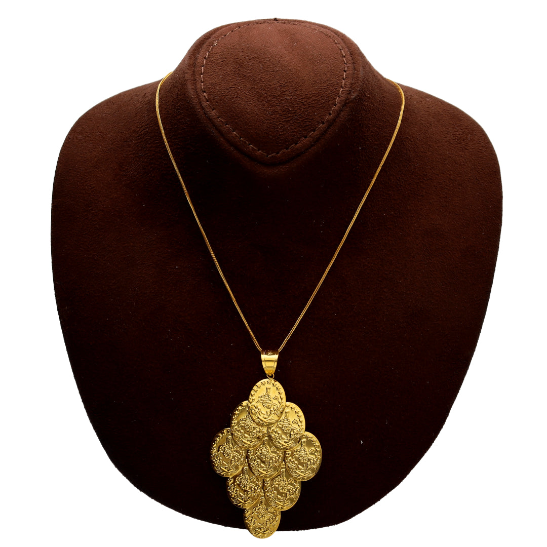 Gold Lira Layer Necklace Set (Necklace and Earrings) 21KT - FKJNKLST21KM10217