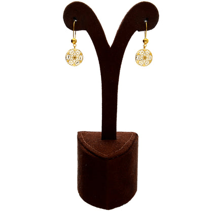 Gold Round Filigree Mandala Necklace Set (Necklace, Earrings and Ring) 21KT - FKJNKLST21KM10218