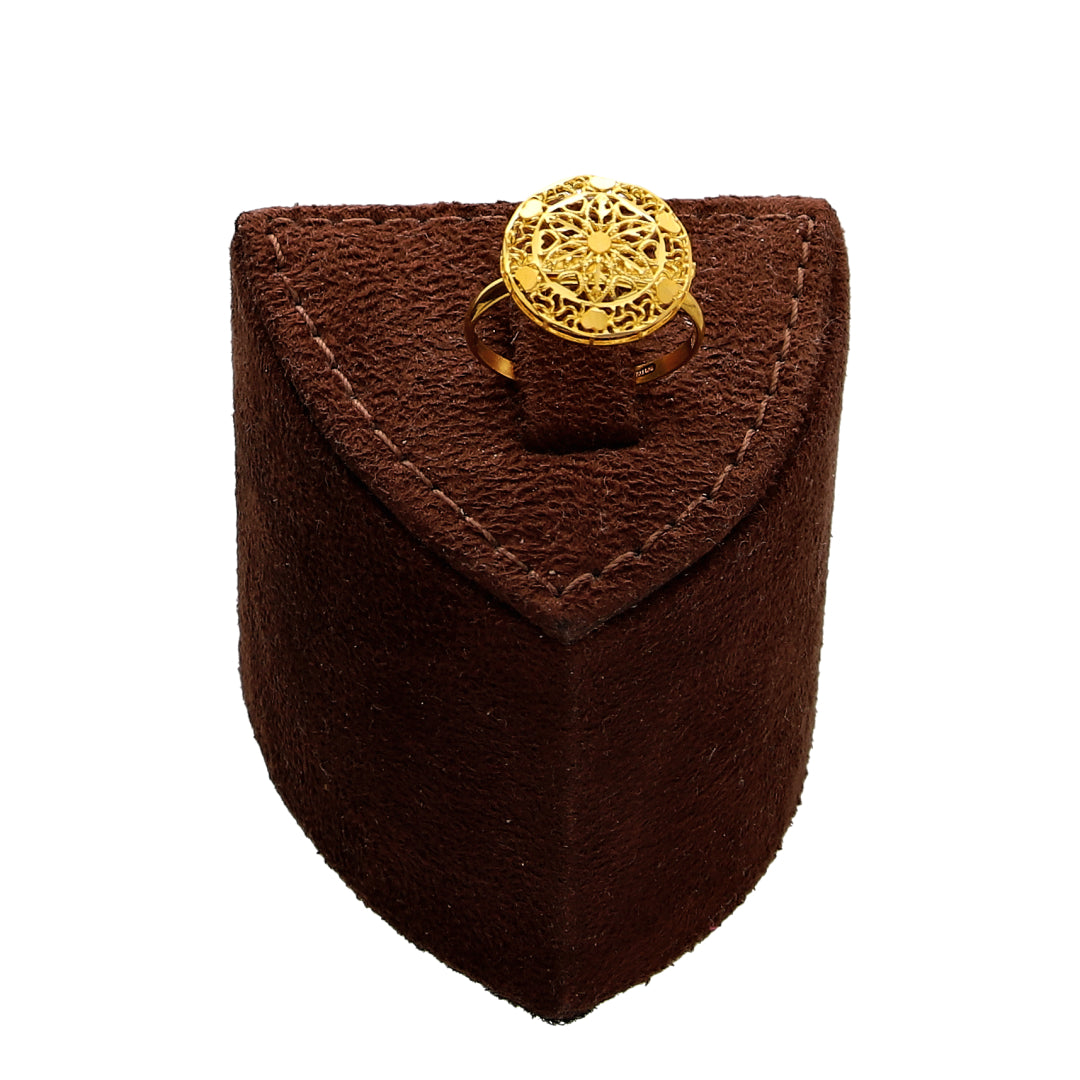 Gold Round Filigree Mandala Necklace Set (Necklace, Earrings and Ring) 21KT - FKJNKLST21KM10218