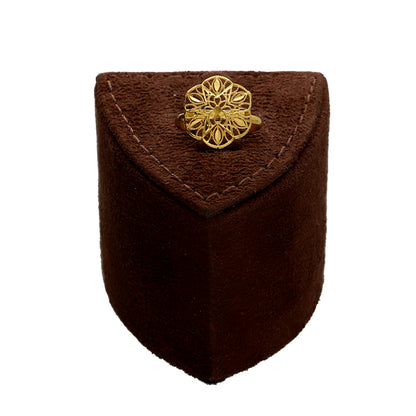 Gold Filigree Flower Necklace Set (Necklace, Earrings and Ring) 21KT - FKJNKLST21KM10219