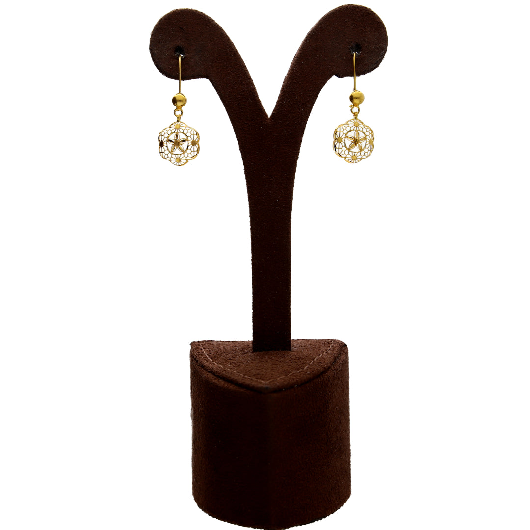 Gold Filigree Medallion Necklace Set (Necklace, Earrings and Ring) 21KT - FKJNKLST21KM10220