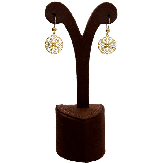 Gold Web Medallion Filigree Earrings 21KT - FKJERN21KM10221