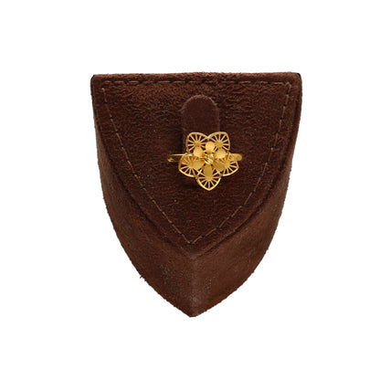 Gold Textured Filigree Flower Necklace Set (Necklace, Earrings and Ring) 21KT - FKJNKLST21KM10227