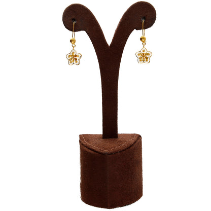 Gold Textured Filigree Flower Necklace Set (Necklace, Earrings and Ring) 21KT - FKJNKLST21KM10227