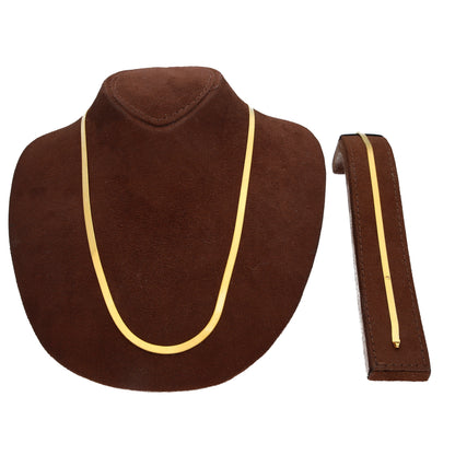 Gold Sleek Flat Chain Set (Chain with Bracelet) 21KT - FKJCNST21KM10382