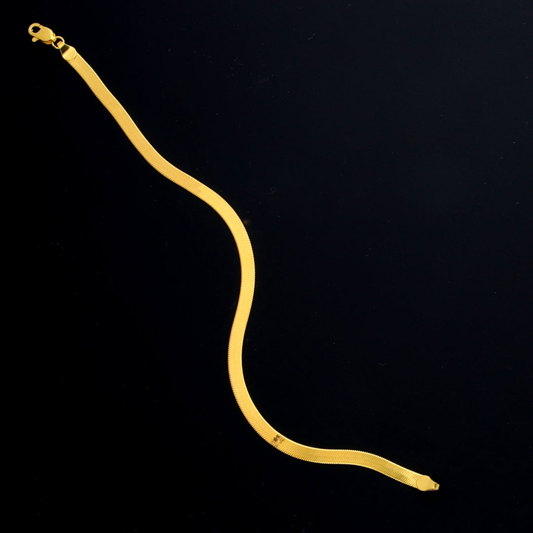 Gold Sleek Flat Chain Set (Chain with Bracelet) 21KT - FKJCNST21KM10382