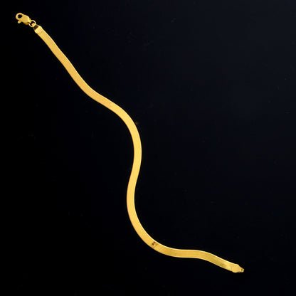 Gold Sleek Flat Chain Set (Chain with Bracelet) 21KT - FKJCNST21KM10382