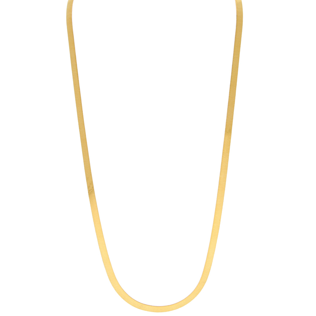 Gold Sleek Flat Chain Set (Chain with Bracelet) 21KT - FKJCNST21KM10382