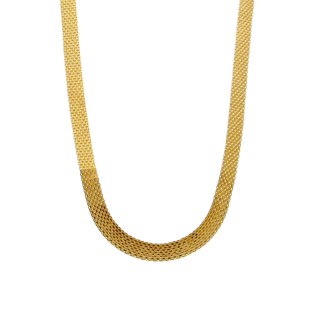 Gold Elegant Mesh Chain Set (Chain with Bracelet) 21KT - FKJCNST21KM10383